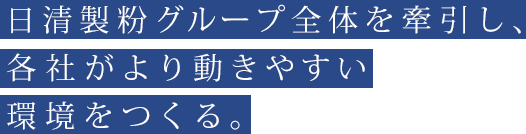 日清製粉グループ全体を牽引し、各社がより動きやすい環境をつくる。